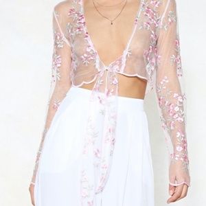 Nasty Gal- Floral Mesh Crop Top